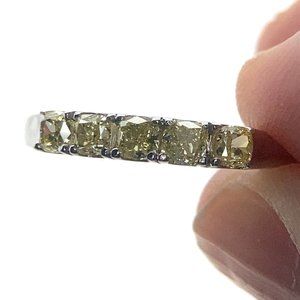 Yellow Diamonds .60ct Solid 14K White Gold Ring